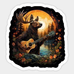 Moose Playing Guitar Sticker